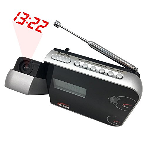 Rádio Relógio Despertador Digital AM/FM C/ Projetor de Horas Preto CR-308