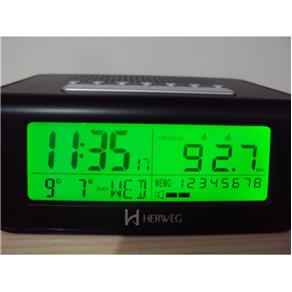Radio Relogio Despertador Digital Am/Fm Lcd com Luz Verde com Calendario e Iluminação Noturna Herweg