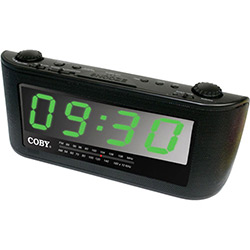 Rádio Relógio Digital AM/FM C/ Despertador, Função Soneca e Entrada Auxiliar CRA108 - Preto - Coby