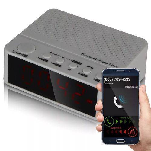 Rádio Relógio Digital Bluetooth Fm Despertador SD