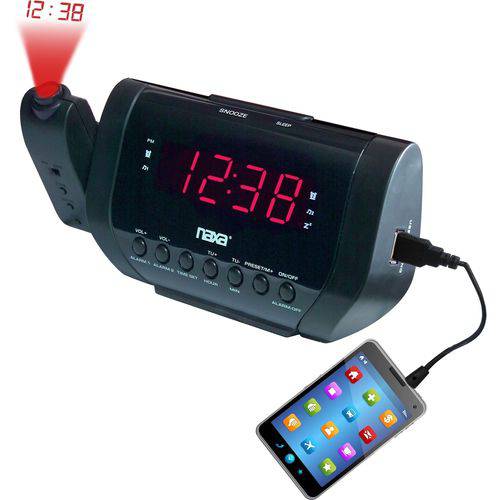 Rádio Relógio Digital com Projetor de Horas e Carregador Usb - Naxa Nrc-167