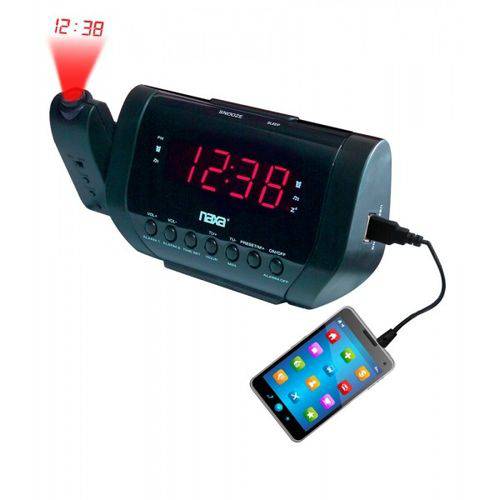 Rádio-relógio Digital com Projetor de Horas e Carregador Usb Preta - Nrc-167 - Naxa