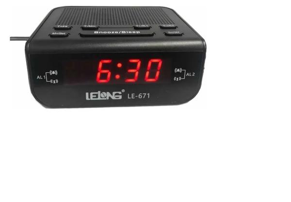 Rádio Relógio Digital Despertador Alarme Duplo Lelong Le-671