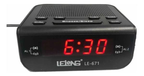 Rádio Relógio Digital Despertador Alarme Duplo Lelong Le-671