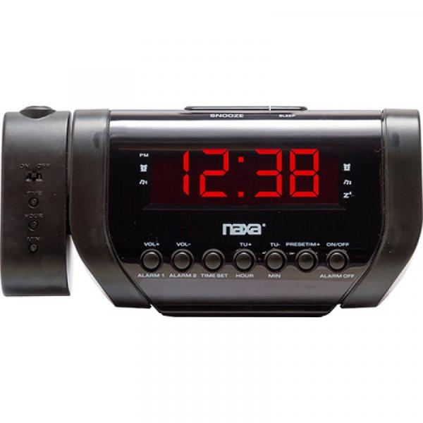 Rádio-Relógio Digital Naxa NRC-167 FM com Projetor de Horas e Carregador USB Bivolt Preto
