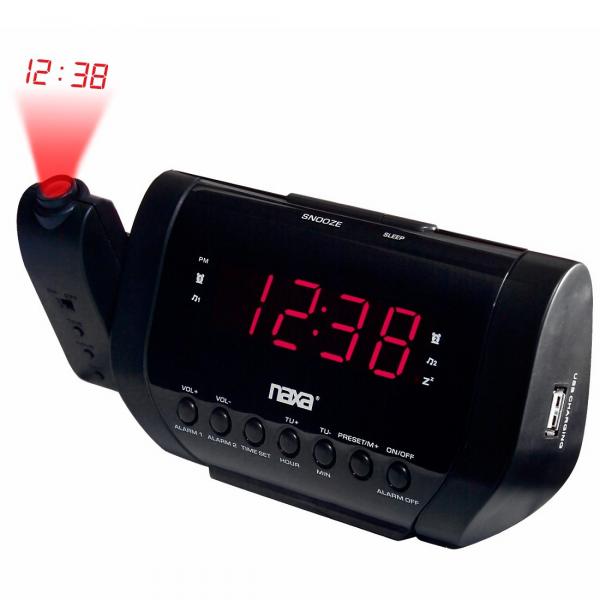 Rádio Relógio Digital Projetor Horas Carregador Usb Nrc167 Naxa