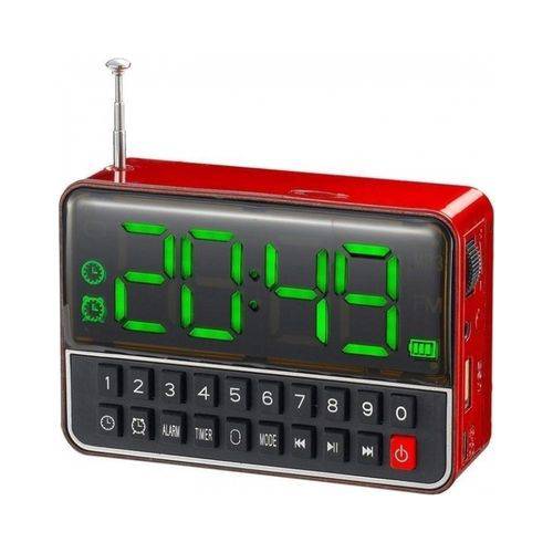 Rádio Relógio Fm C/ Entr USB/Alarme/Mp3 e Auxiliar Vermelho