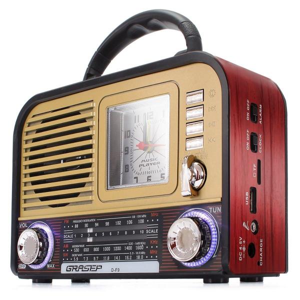 Radio Caixa Som Bluetooth Am Fm Vintage Retro Bateria Usb Sd Ve - Grasep