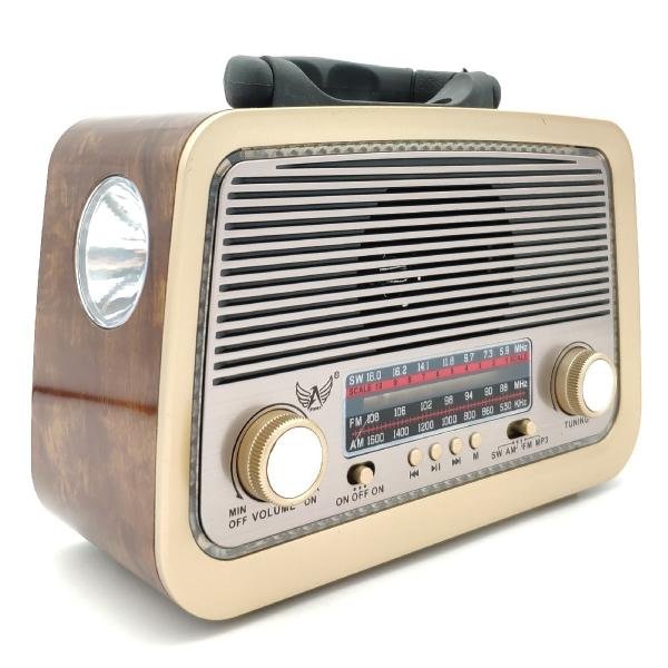 Rádio Retro Vintage Am Fm Sw Usb Recarregavel Aux Sd Pilhas - Altomex
