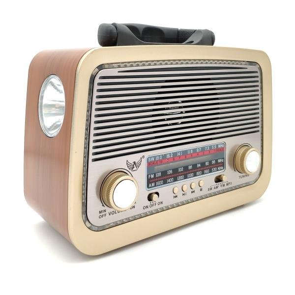 Tudo sobre 'Rádio Retro Vintage Am Fm Sw Usb Recarregavel Aux Sd Pilhas - Altomex'