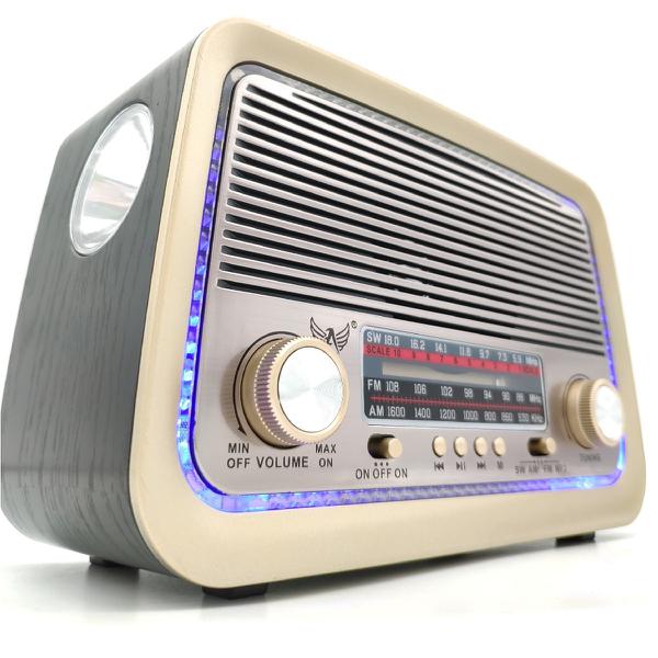 Rádio Retro Vintage Am Fm Sw Usb Recarregavel Aux Sd Pilhas - Altomex
