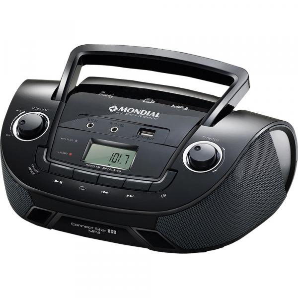 Rádio Sem CD Mondial com MP3. FM. Entradas USB e Auxiliar NBX06