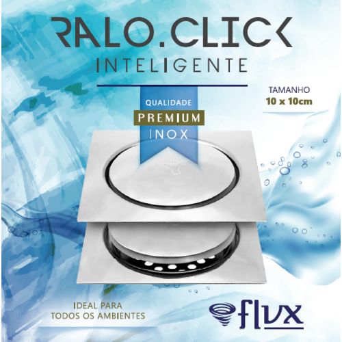 Ralo Banheiro Inox - 10x10cm - Quadrado – Ralo Click – Flvx Hidro