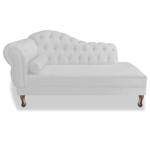 Recamier Divã Sofá Juliana 140 Cm Lado Esquerdo Suede Branco - BC DECOR