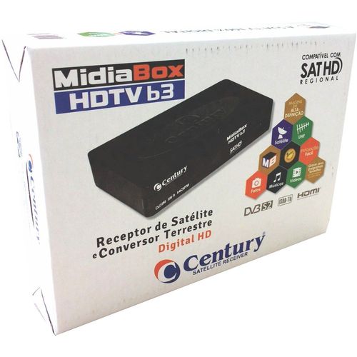 Receptor Digital Midia Box B3 Hdtv com Conversor Digital Integrado - Century