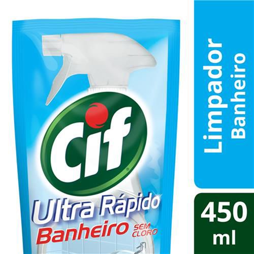 Refil CIF Banheiro Ultra Rápido Sem Cloro 450ml Refil Limpador Cif Ultra Rápido Banheiro Sem Cloro 450ML