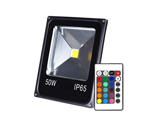 Refletor 50w RGB LED Holofote Bivolt Colorido Controle