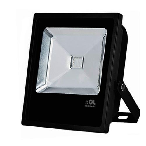 Refletor de Led 30W Luz Branca IP65 Preto Bivolt OL Iluminação