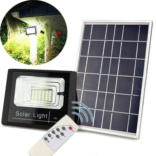Refletor Holofote Solar 40w Led Controle Placa Solar Completo Sensor Iluminacao (zem-31550-a)