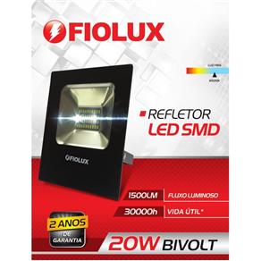 Refletor Led Smd 20 W FIOLUX Holofote 110/220 a Prova D`água IP65 - Bivolt