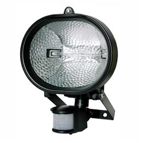 Refletor Oval com Sensor de Presença para Lâmpadas Halógenas 500 W - Preto - Dni 6018 - Bivolt