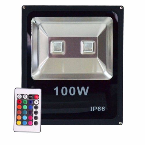 Refletor Rgb 100w Led Holofote Bivolt Prova D'água Slim Ip66