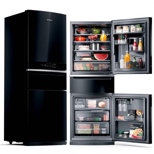 Refrigerador Brastemp Inverse 3 Frost Free 3 Portas 419L Preto 127V BRY59AE