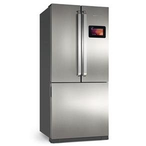 Refrigerador Brastemp Side Inverse BRN80AK com 3 Portas e Central Inteligente com Wi-fi - 540 Litros - Platinum - 127V