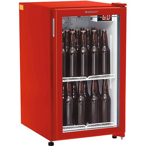 Refrigerador para Bebidas Cervejeira Gelopar GRBA-120PVM - Porta de Vidro / Laterais Vermelhas - 112 L - 110V