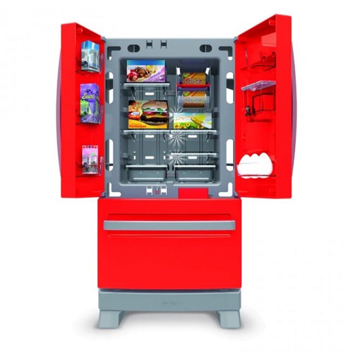 Refrigerador Side By Side Infantil com Acessórios Casinha Flor Vermelho Xalingo Brinquedos Vermelho