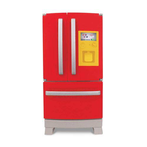 Refrigerador Side By Side Infantil com Acessórios Casinha Flor Vermelho Xalingo Brinquedos