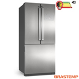 Refrigerador Side By Side Inverse Brastemp de 03 Portas Frost Free em Evox com 540 Litros Cor Inox e Cinza - BRO80AK