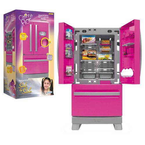 Refrigerador Xalingo Side By Side Casinha Flor, Rosa