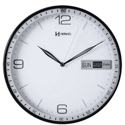 Relógio 6415 Parede Branco 30cm Calendário Herweg