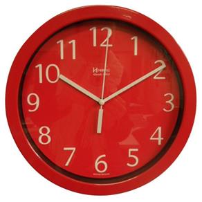 Relógio 6719 de Parede Alumínio 30 Cm Vermelho Vidro Herweg