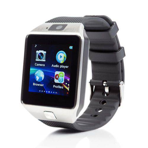 Relógio Bluetooth Smartwatch Dz09 Touch Prata