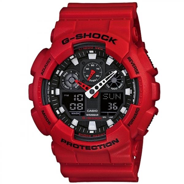 Relógio Casio G-Shock Vermelho Anadigi Masculino GA-100B-4ADR