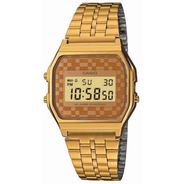 Relógio Casio Unissex Vintage Digital Dourado / Xadrez A159Wgea-9Adf