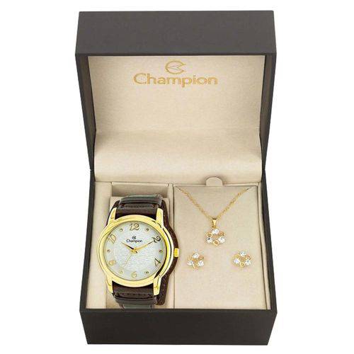 Relógio Champion Cn20257w + Kit de Brincos e Colar