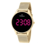 Relógio Champion Digital Led Dourado Feminino Ch40133h