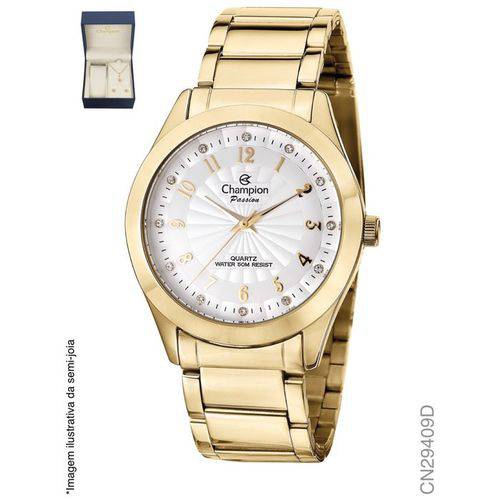 Relógio Champion Dourado Feminino Cn29409D + Kit Bijuteria