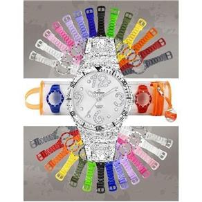 Relógio Champion Feminino Analógico Kit Troca Pulseiras 5 Cores Numeros com Strass Cp30182r