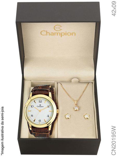 Relógio Champion Feminino Dourado Cn20195w + Kit Brinde