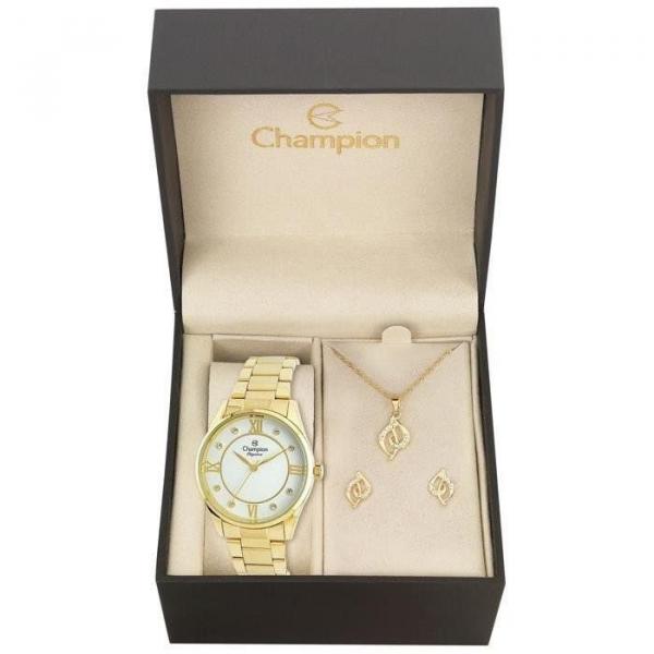 Relógio Champion Feminino Ref: Cn25038w Dourado + Semijóia