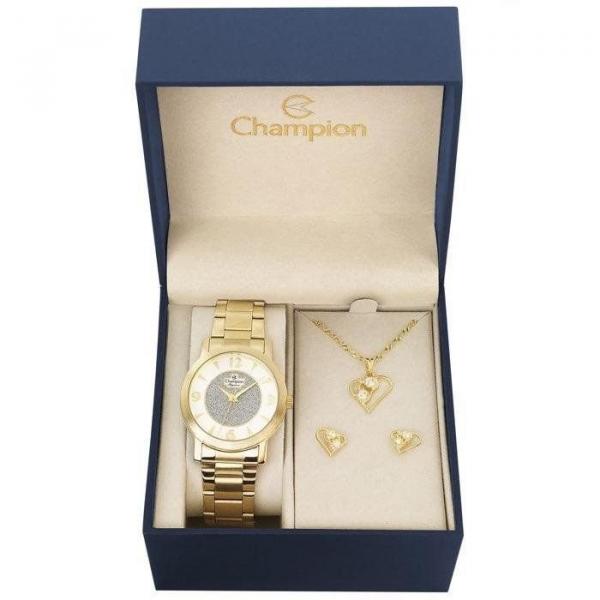 Relógio Champion Feminino Ref: Cn25136w Dourado + Semijóia