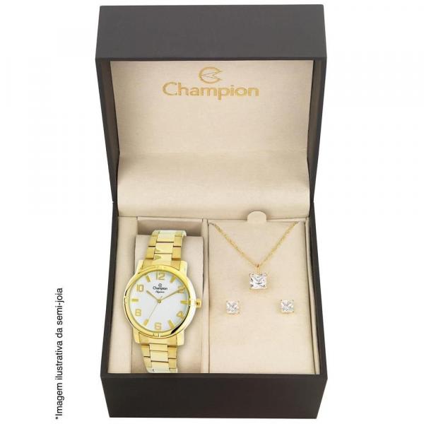 Relógio Champion Feminino Ref: Cn25181w Dourado + Semijóia