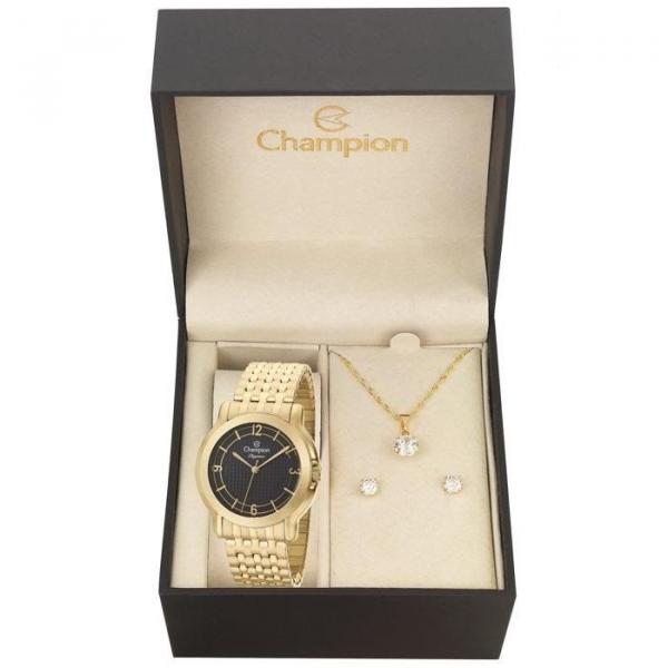 Relógio Champion Feminino Ref: Cn27876k Dourado + Semijóia