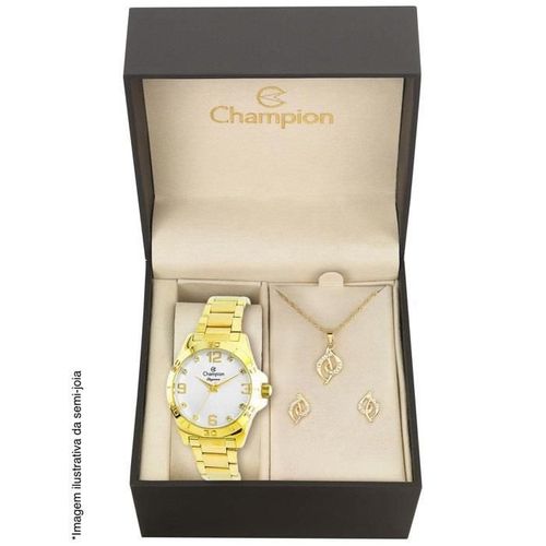 Relógio Champion Feminino Ref: Cn284646w Dourado + Semijóia