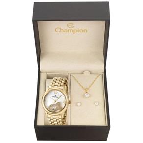 Relógio Champion Feminino Ref: Cn28482w Dourado + Semijóia