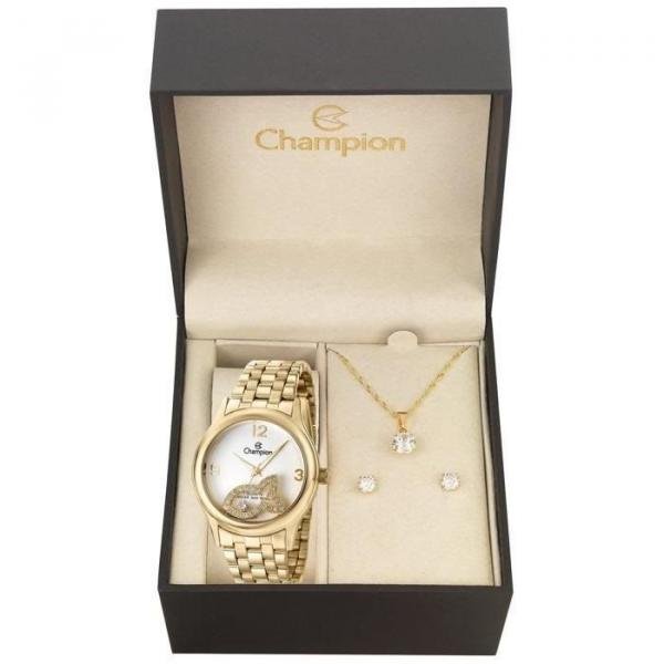 Relógio Champion Feminino Ref: Cn28482w Dourado + Semijóia